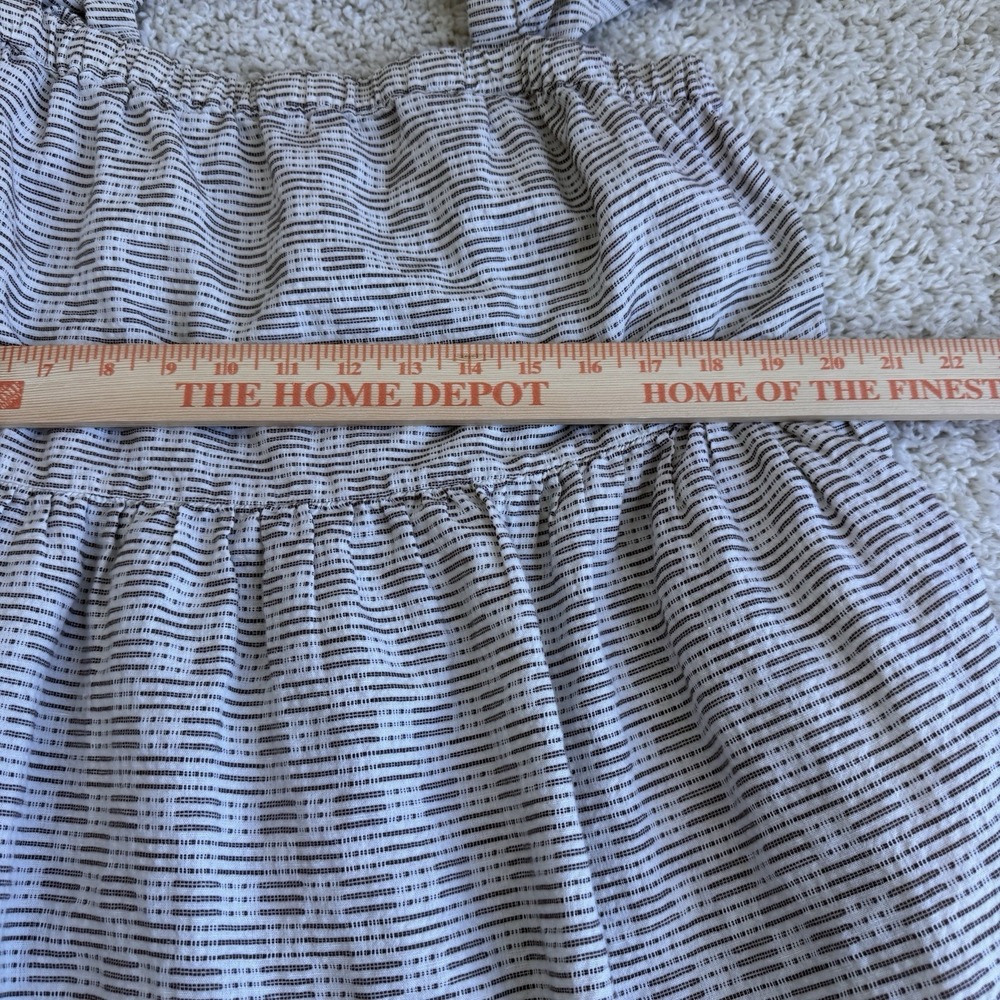 Madewell XL Linen Blend Tie Strap Tiered Midi Dress Pockets Striped Cottagecore - Picture 8 of 9